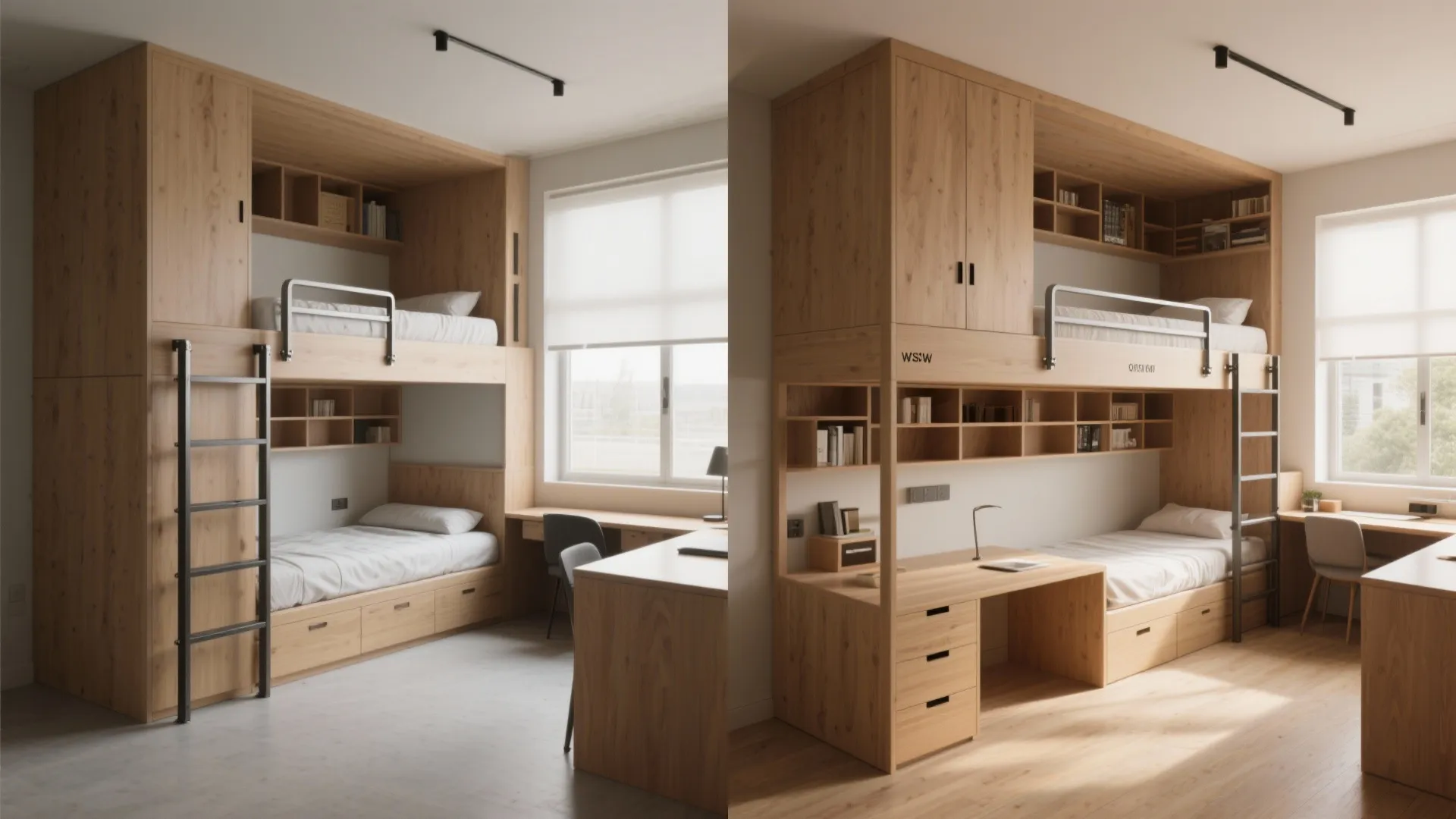5. Modular Bunks with Desks and Adaptable Parts