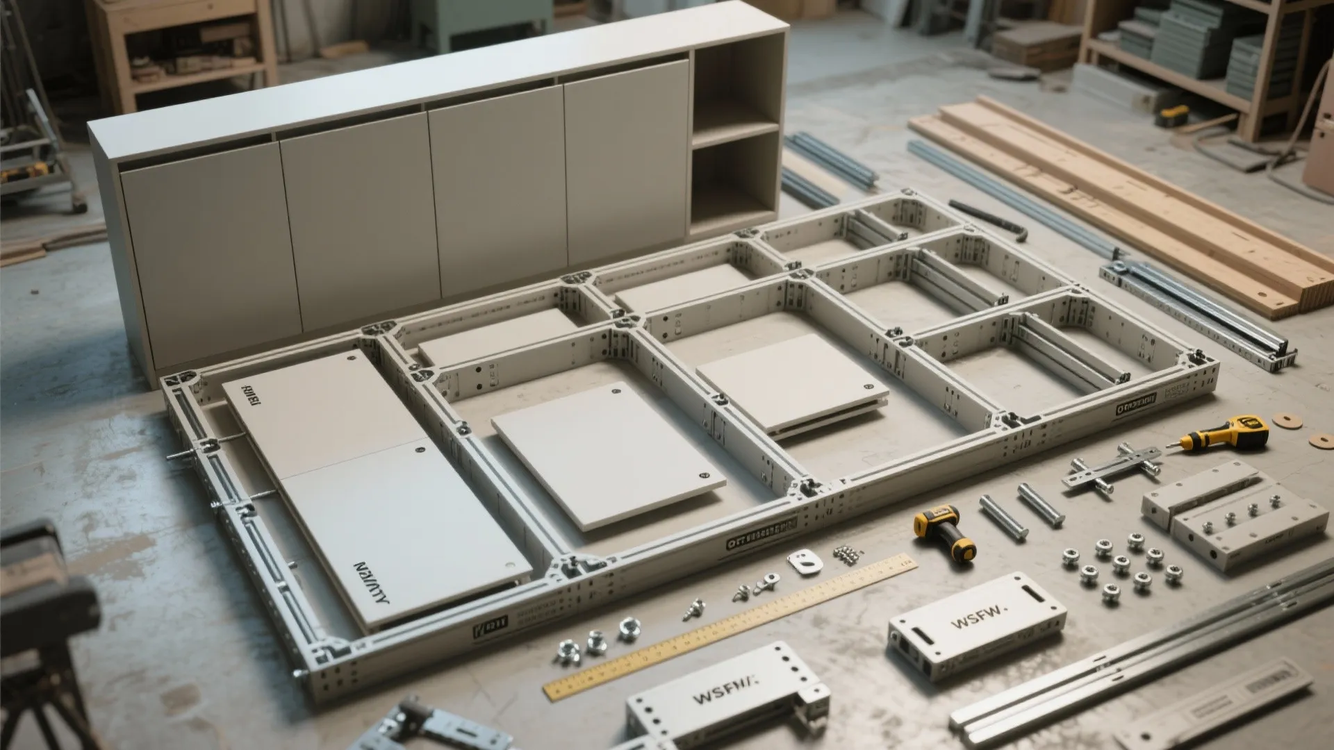 5. Modular Cabinet Frames with Interchangeable Tracks