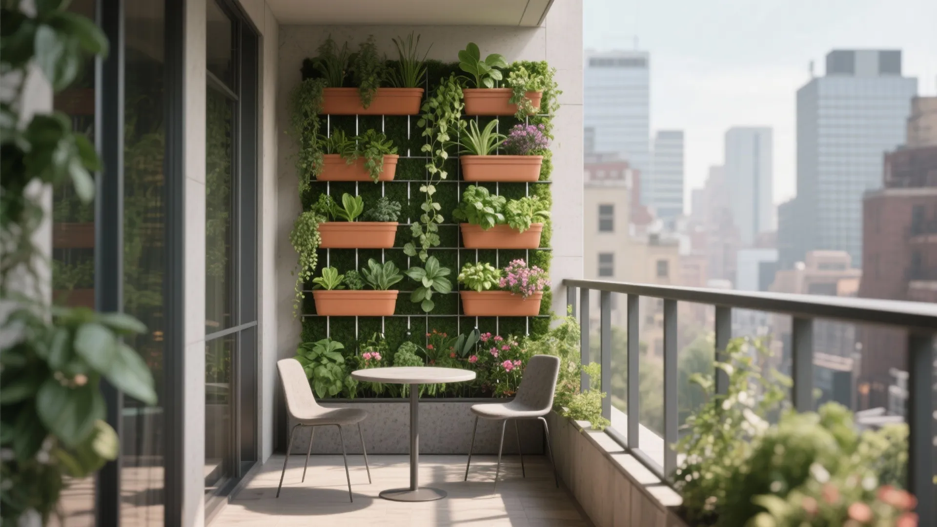 Vertical Green Wall With Modular Planters