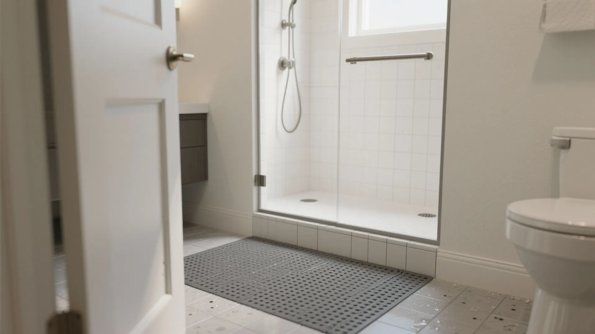 Modular non-slip tile mats for wet zones