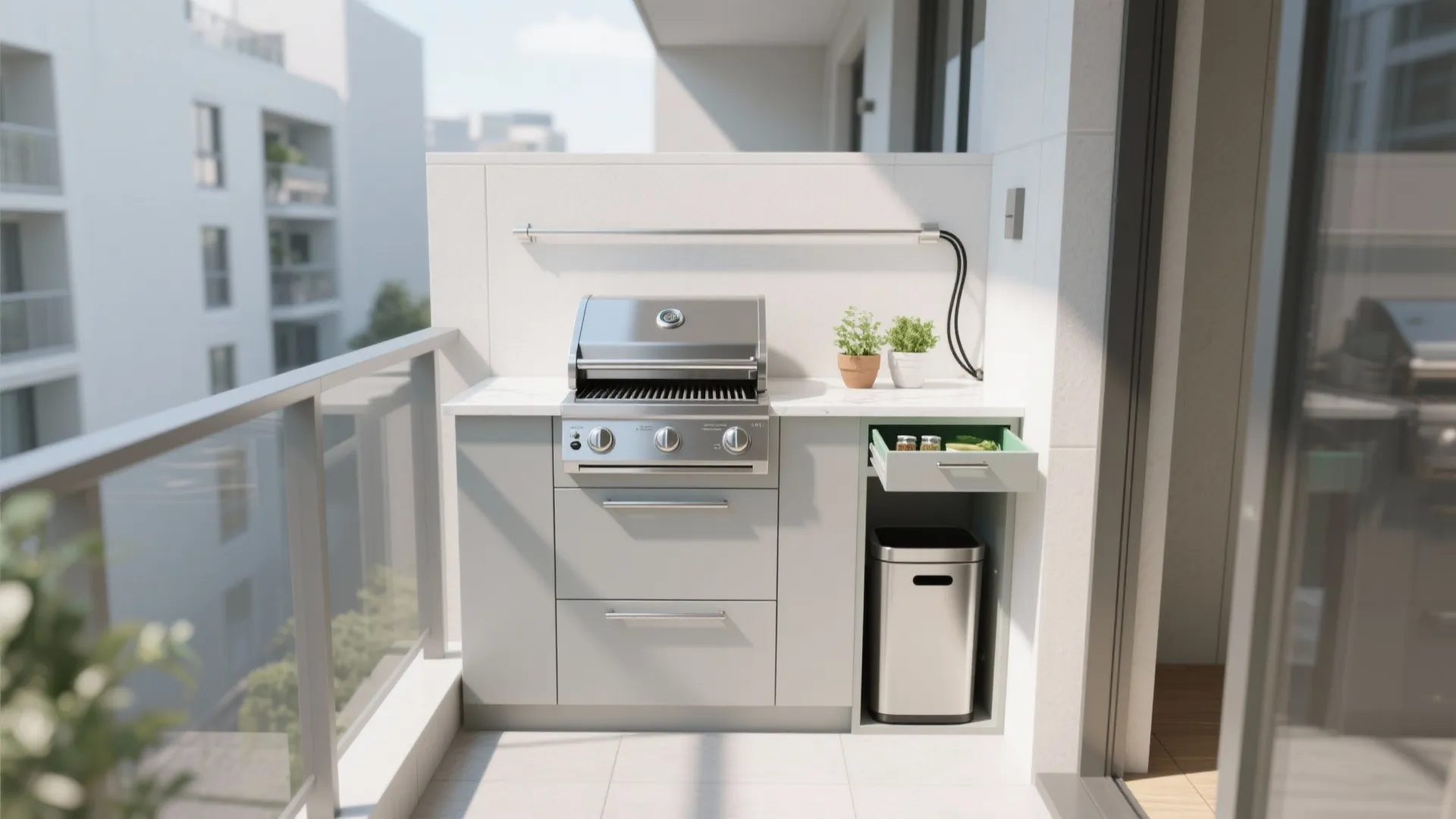 Minimalist Modular Grill Station with Concealed Storage