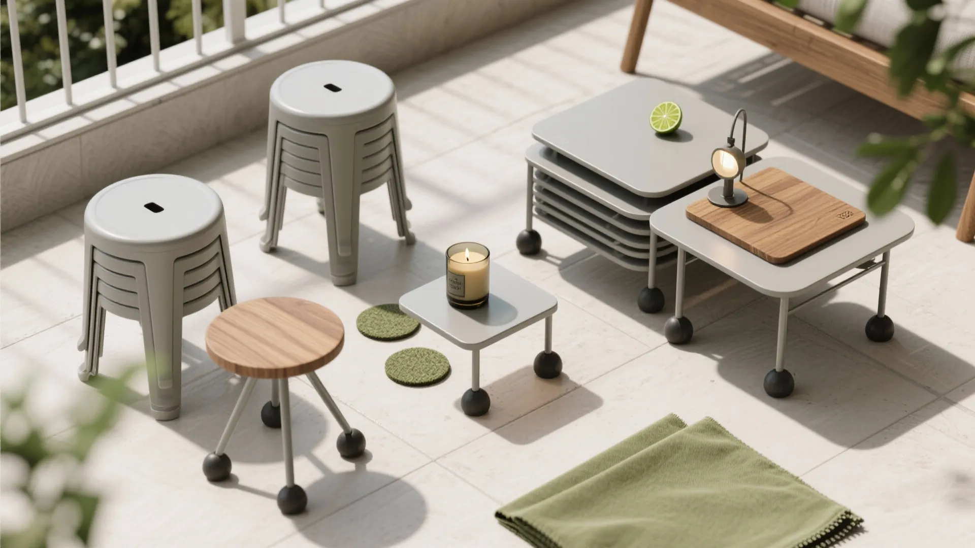 Modular Stools and Nesting Tables for Flexible Hosting