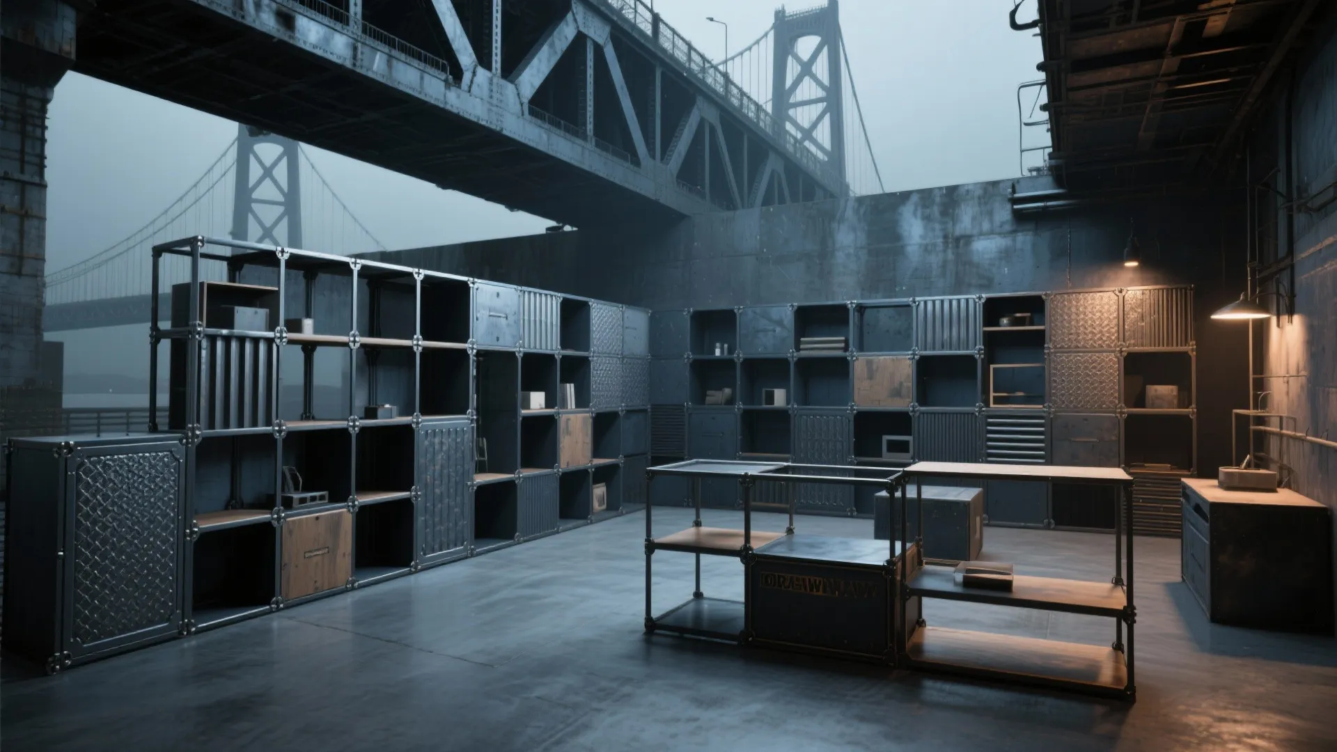 5. Modular Pieces with Industrial Accents