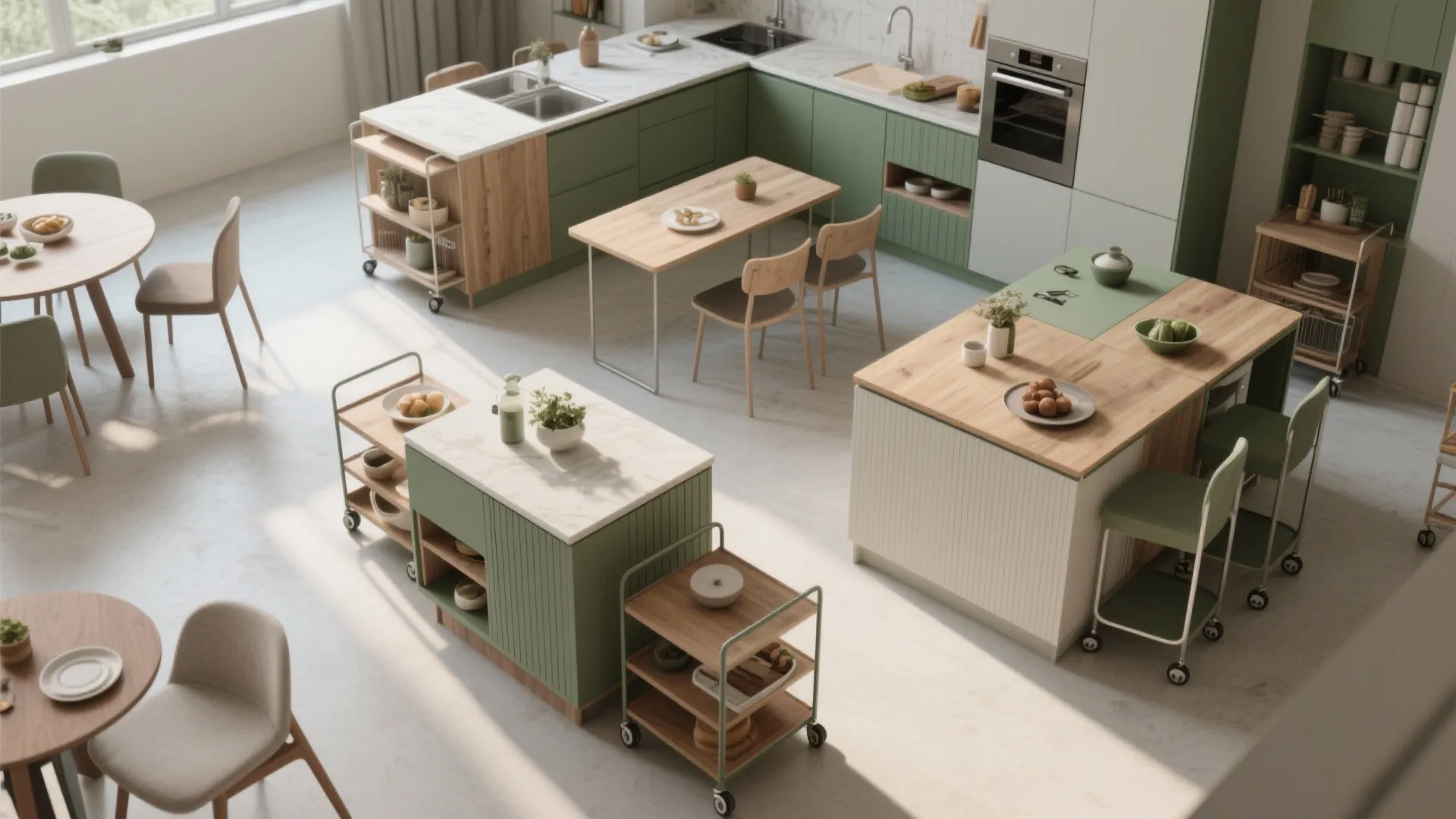 5. Modular island pieces for flexibility