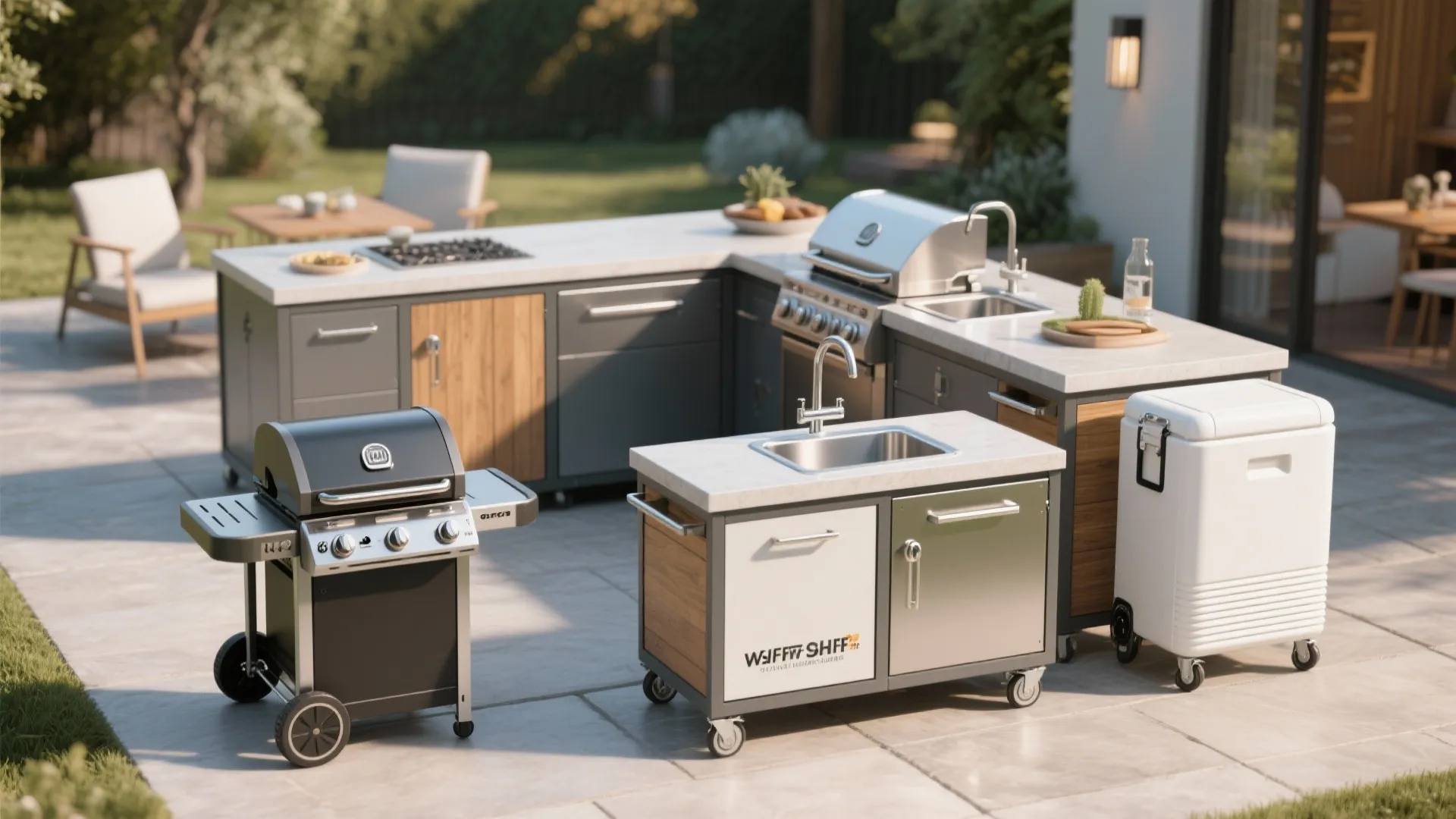 3. Modular Islands with Movable Appliances