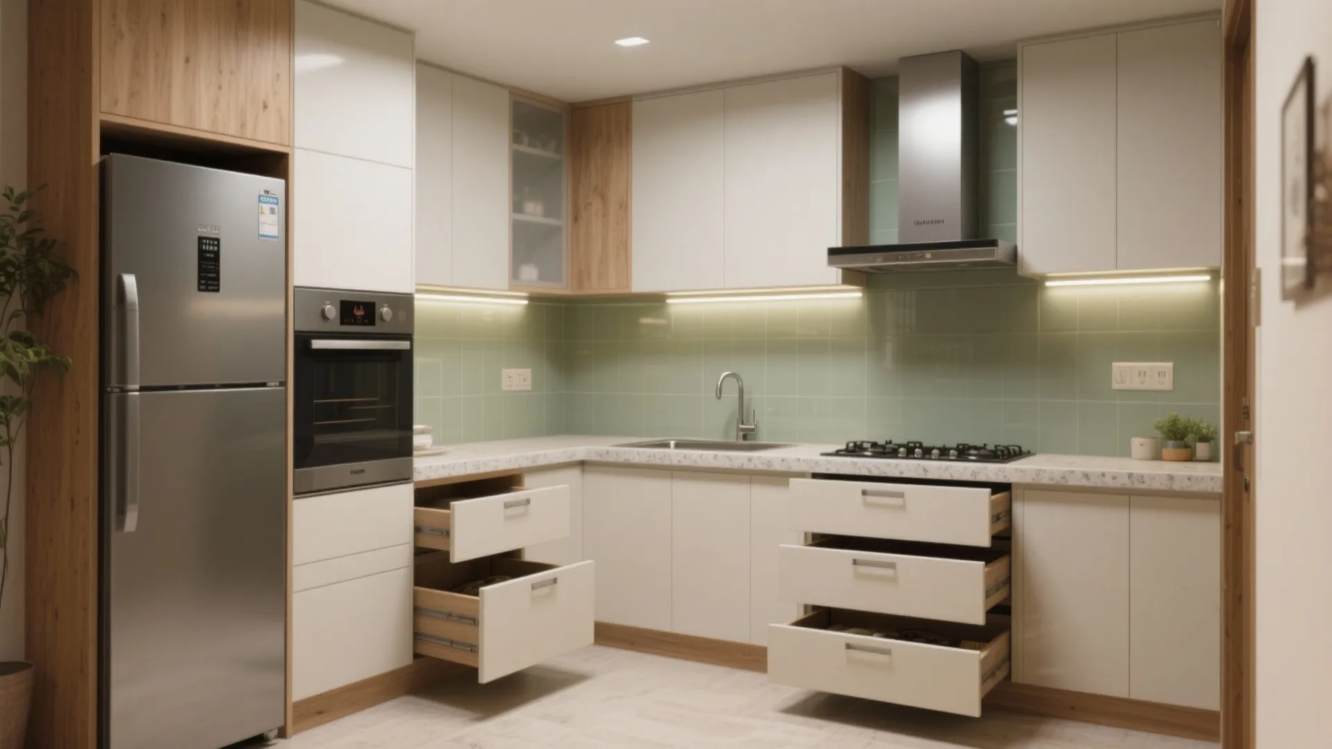 Light, storage-smart modular kitchen