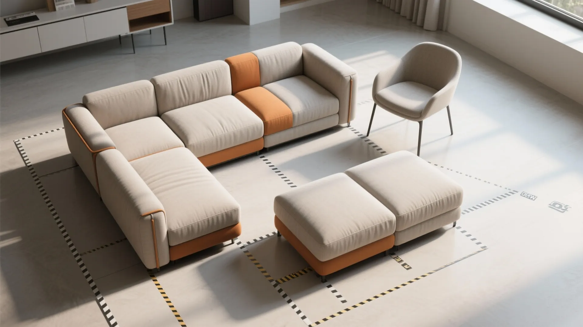 2. Modular Loveseat + Accent Chair