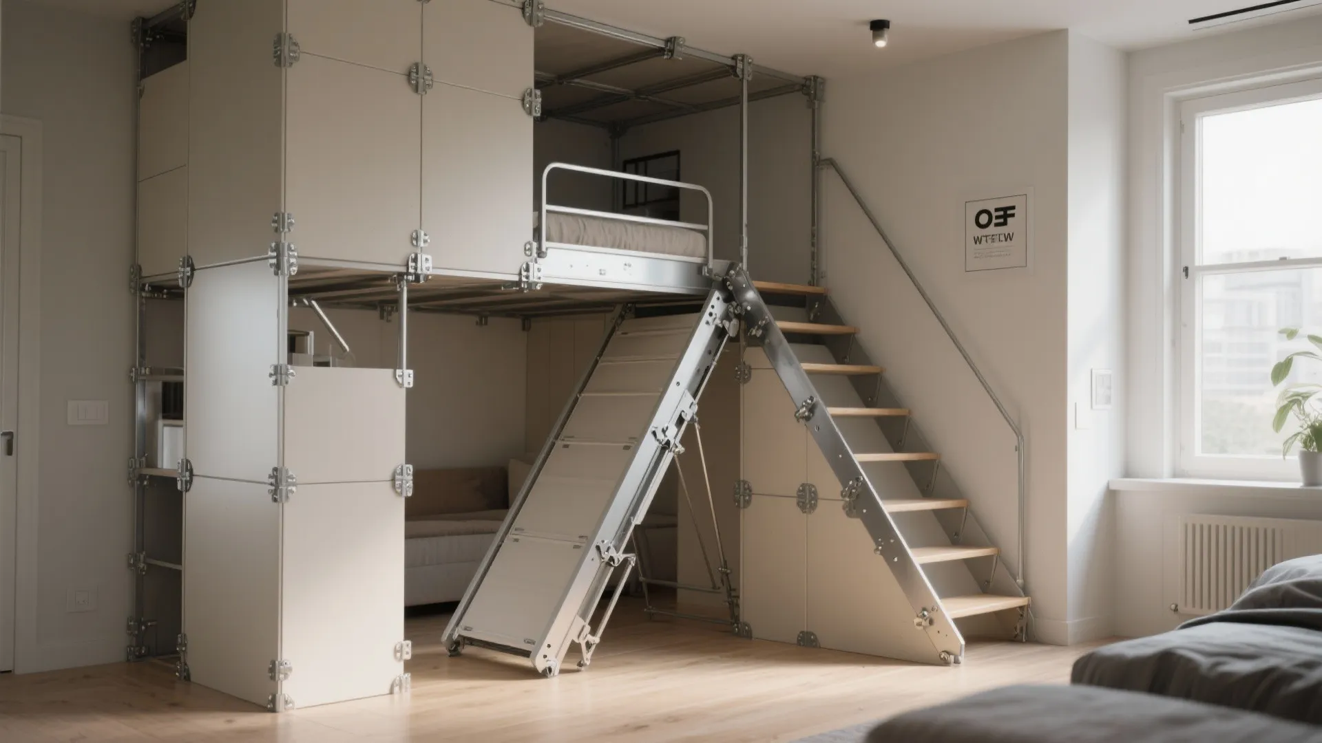 3. Modular loft with fold-down stairs