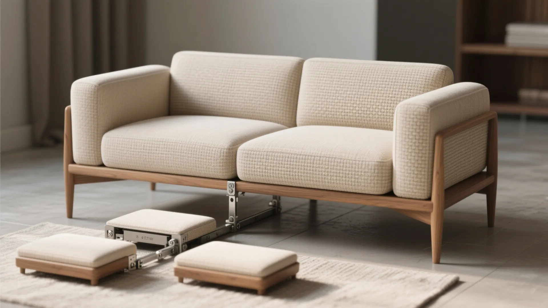 1. Start with a compact modular loveseat that expands