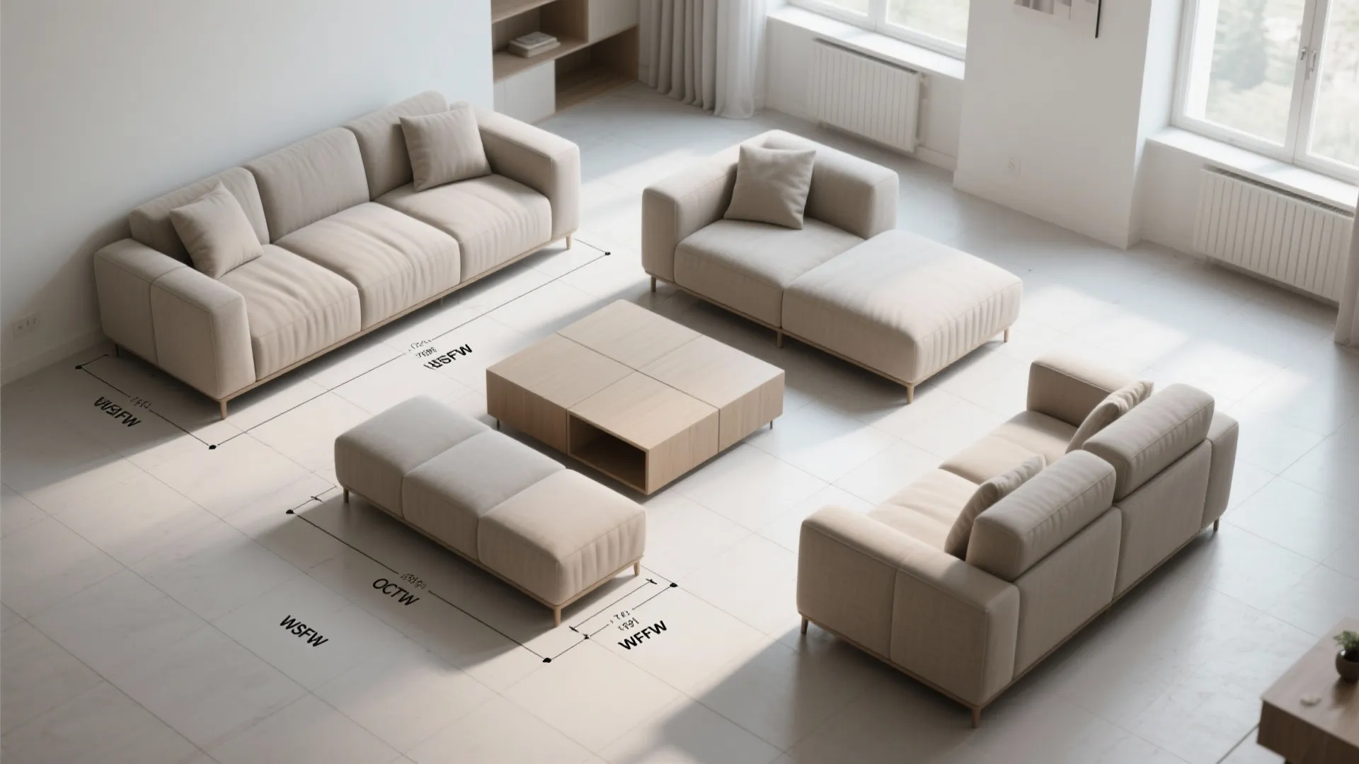 Modular loveseat for flexible arrangements