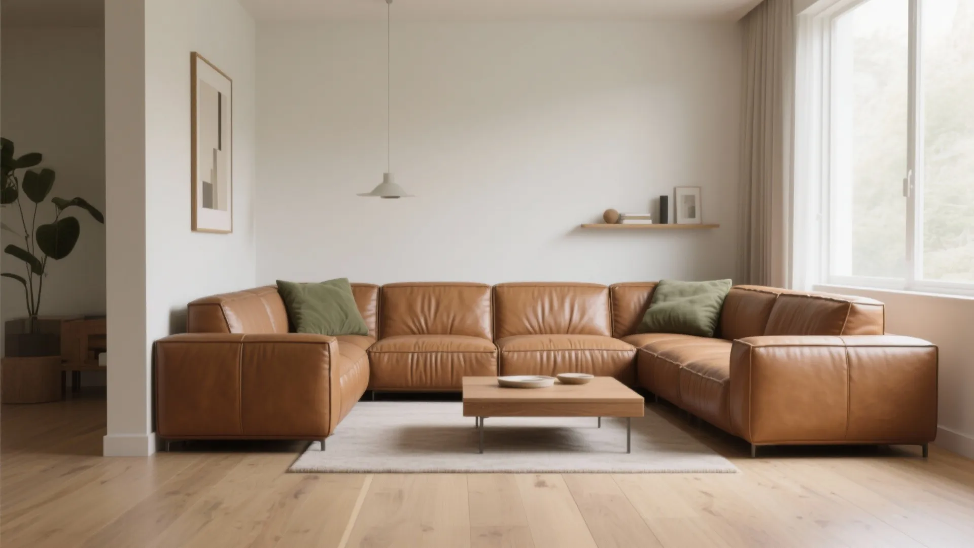 1. Pick a modular, low-profile leather sectional