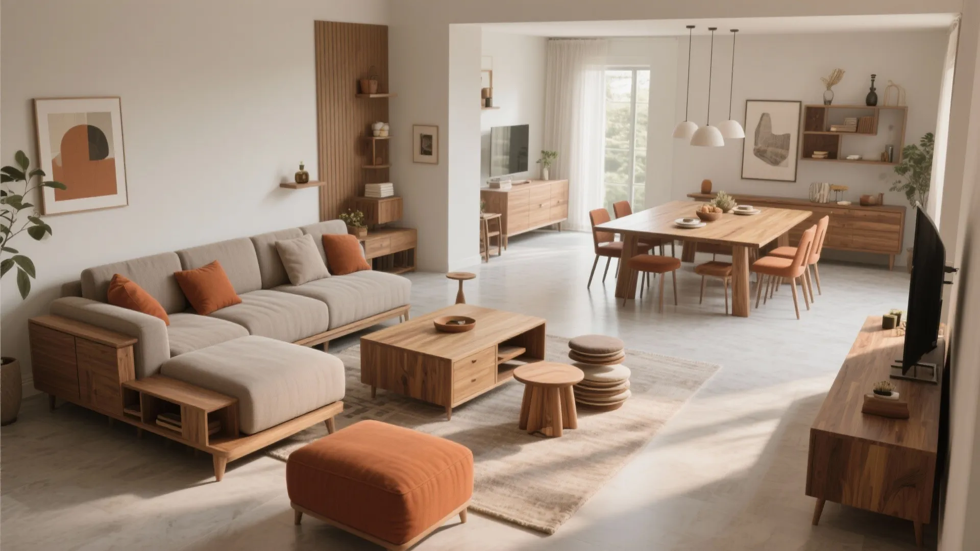 Flexible open-plan with modular pieces