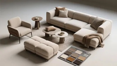 Neutral-Toned Living Room with Modern Contemporary Furniture