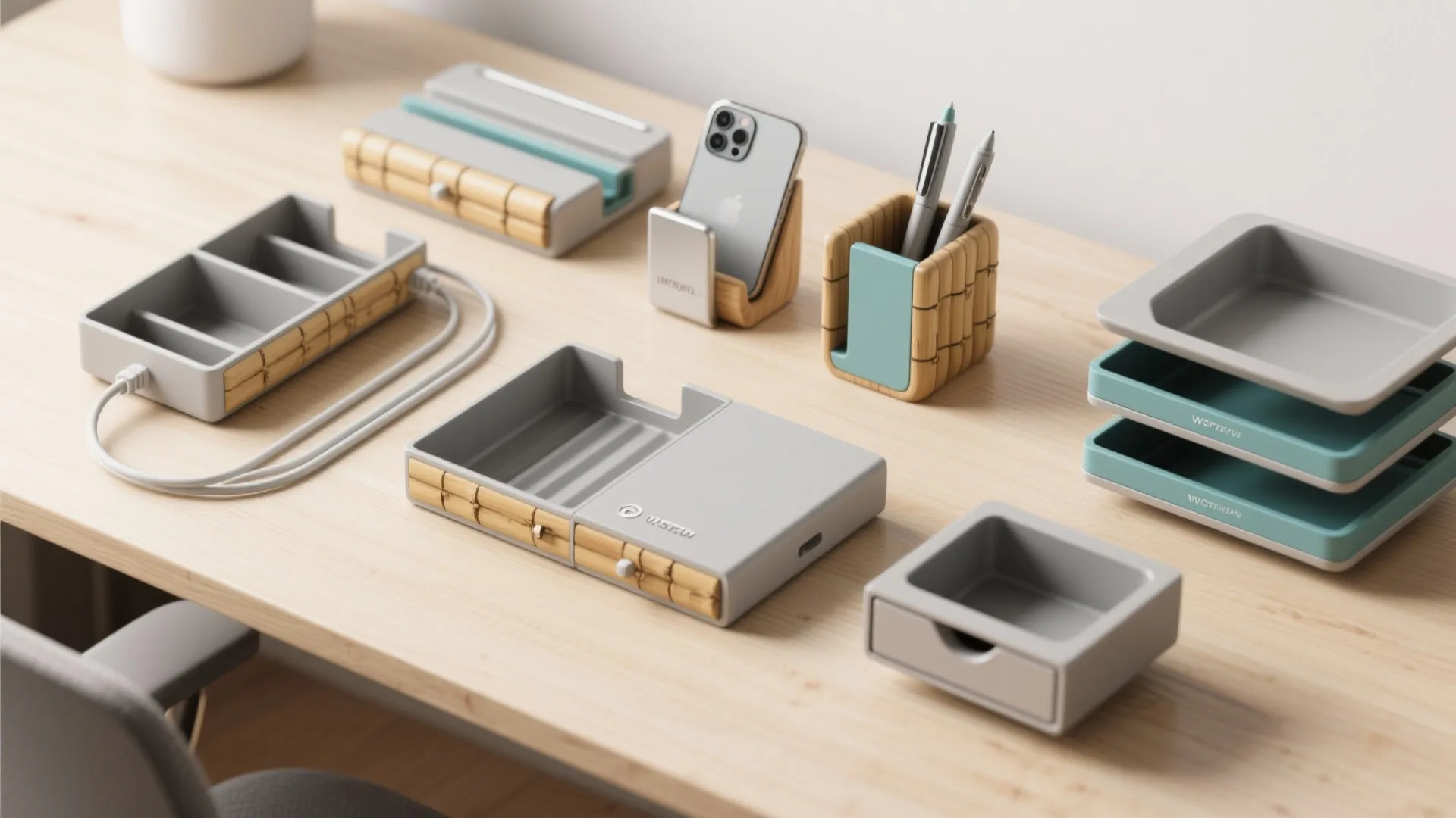 1. Modular, multi-functional desk organizers