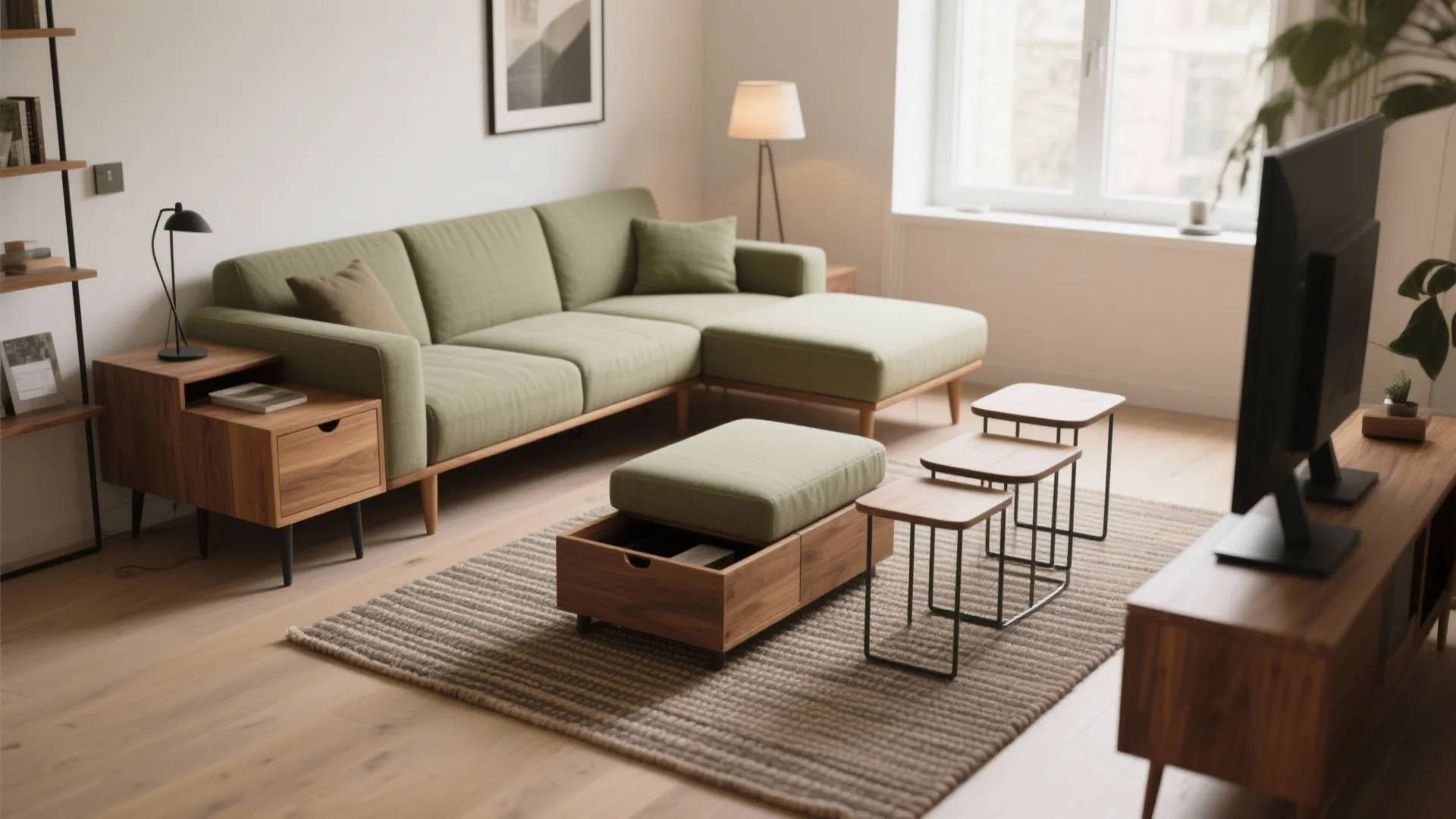 2) Multi-functional furniture and modular seating