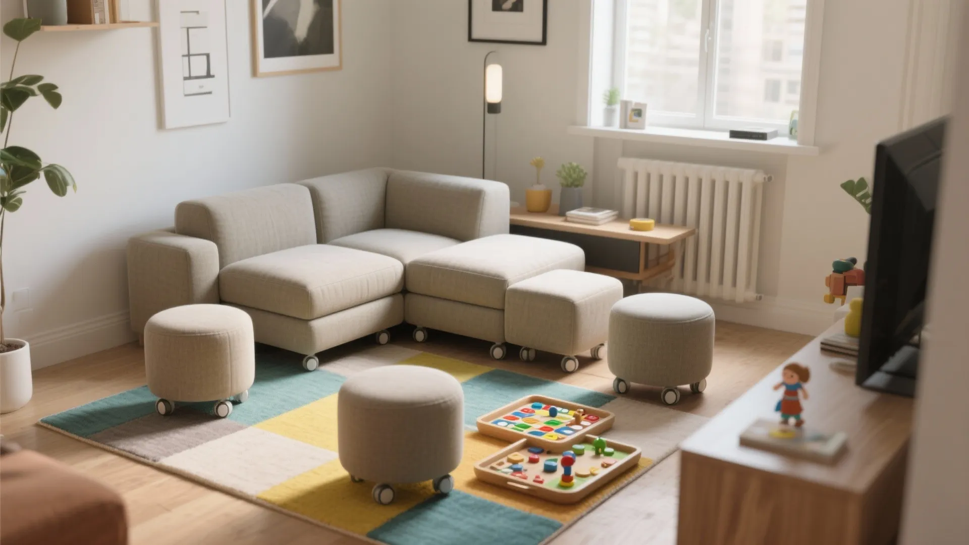 2. Modular Ottomans for Flexible Seating