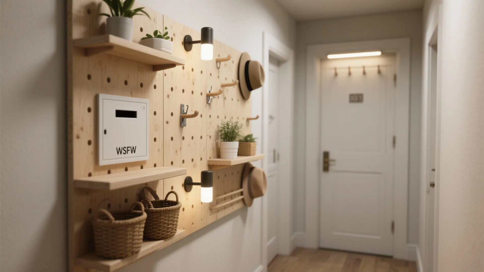 Modular pegboard system with integrated lighting
