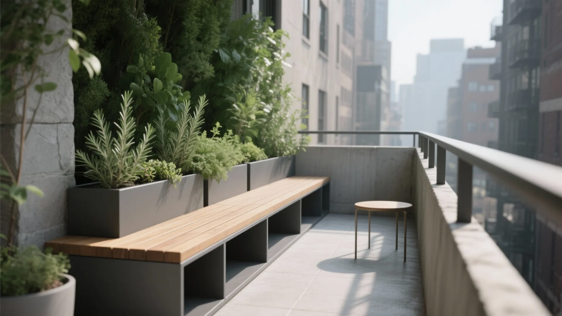 Slim Modular Seating With Integrated Planters