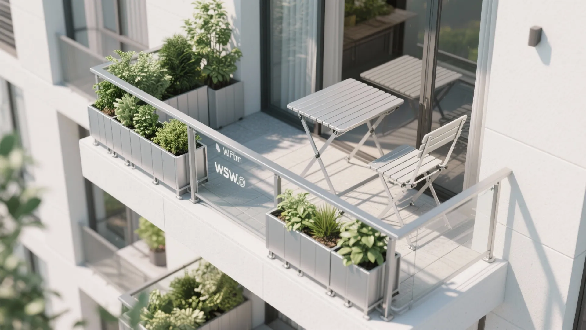 Modular Aluminium Planter Rails and Fold-Down Furniture
