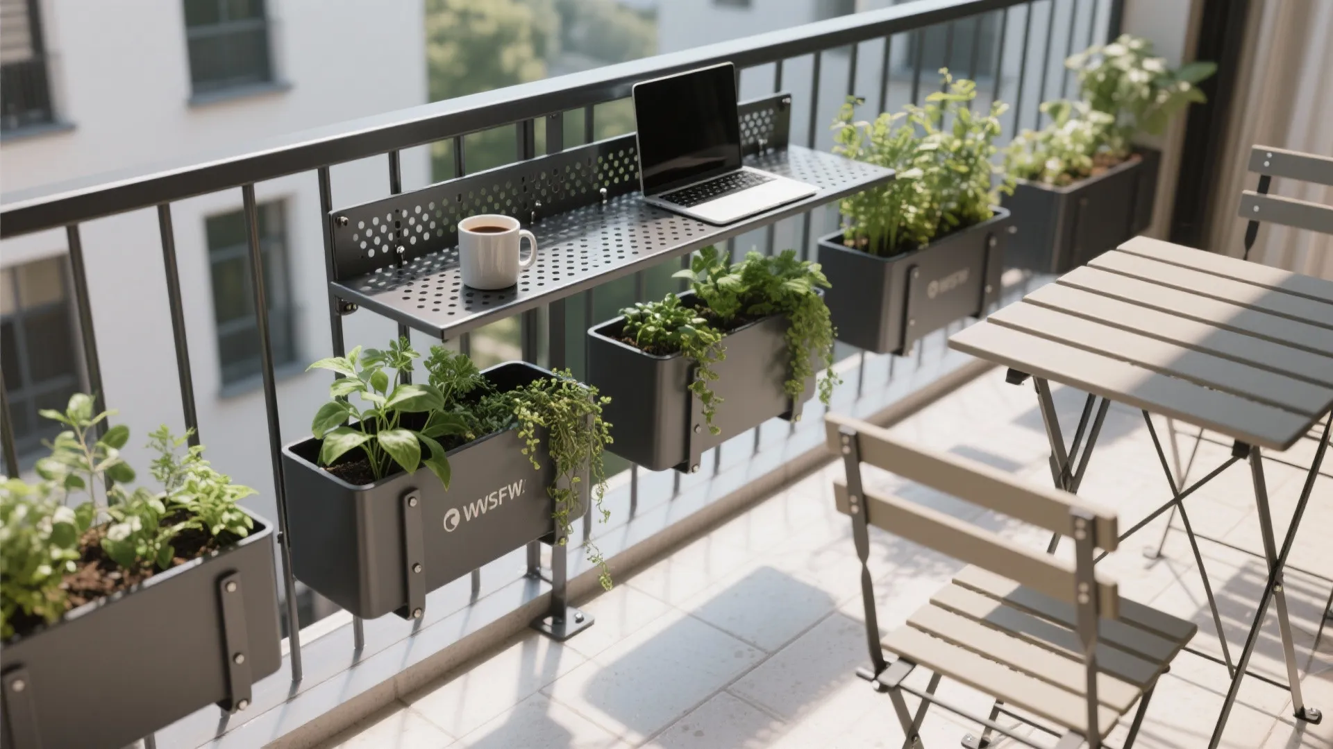 Modular Steel Planters and Rail-Hung Storage