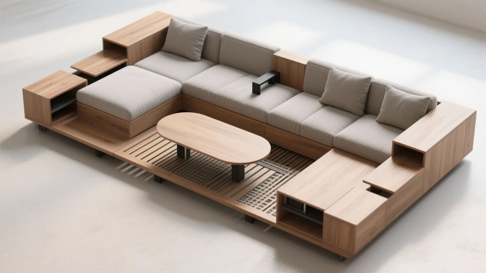 Idea 2: Modular wooden platform sofa