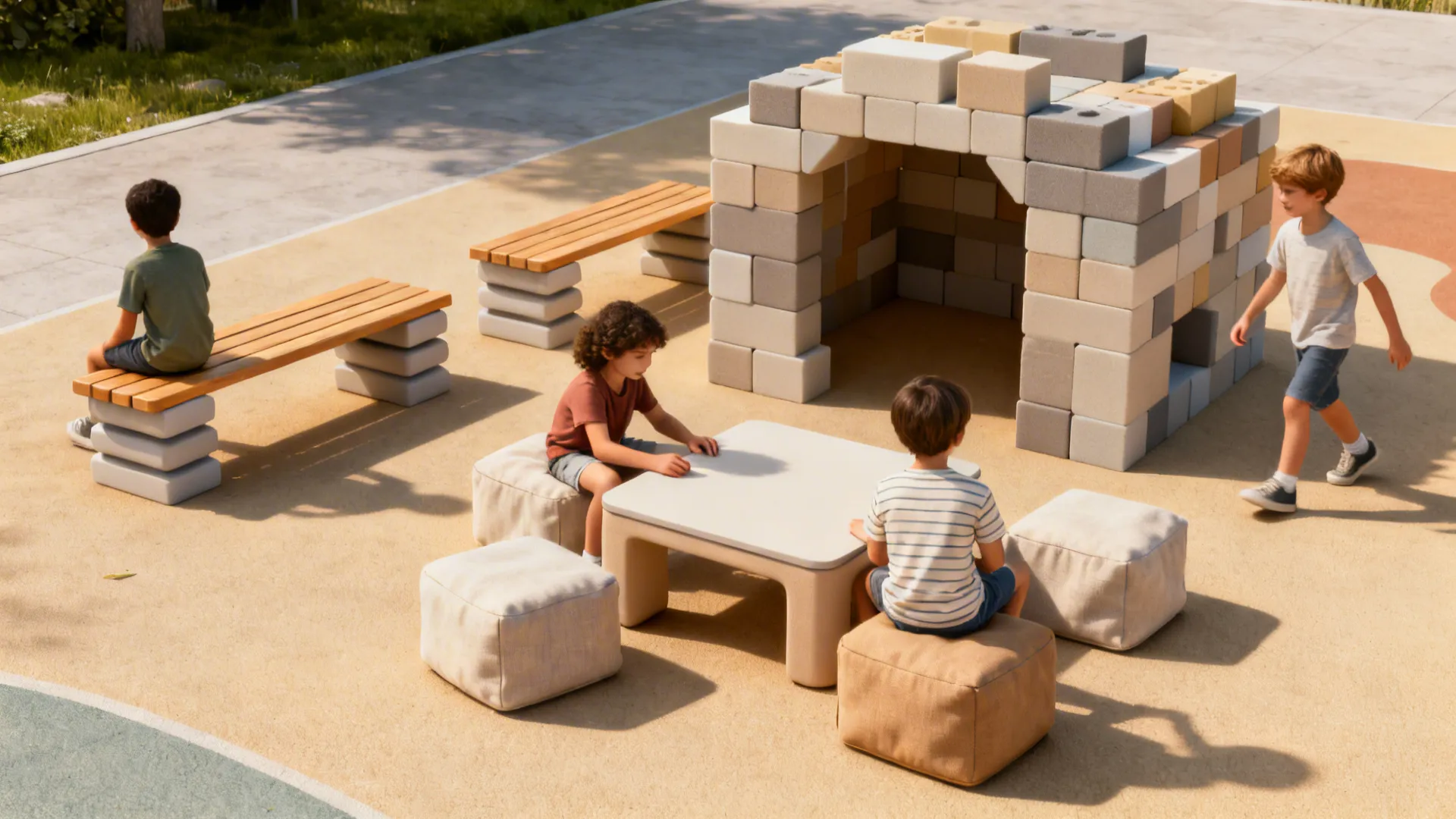 3. Modular furniture that doubles as play equipment