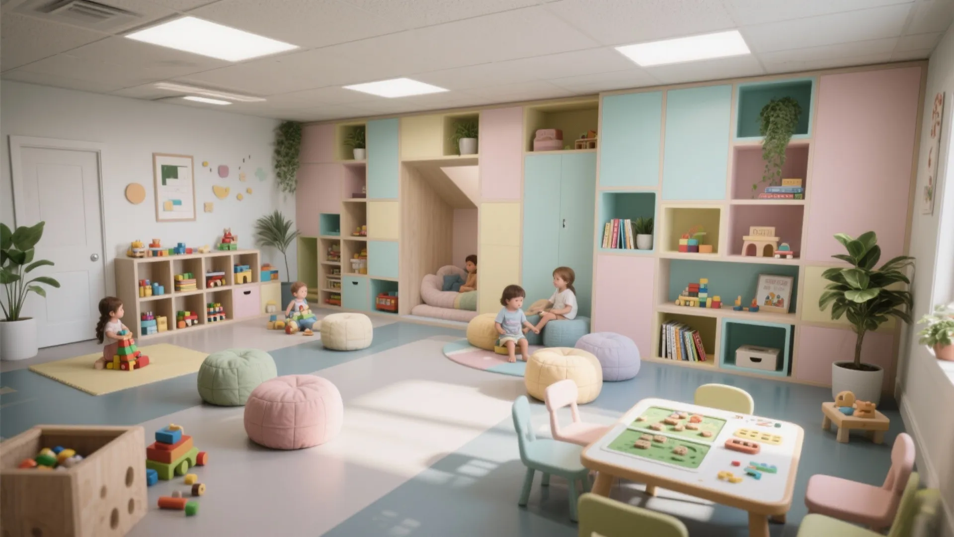 2. Make the playroom modular and mess-friendly