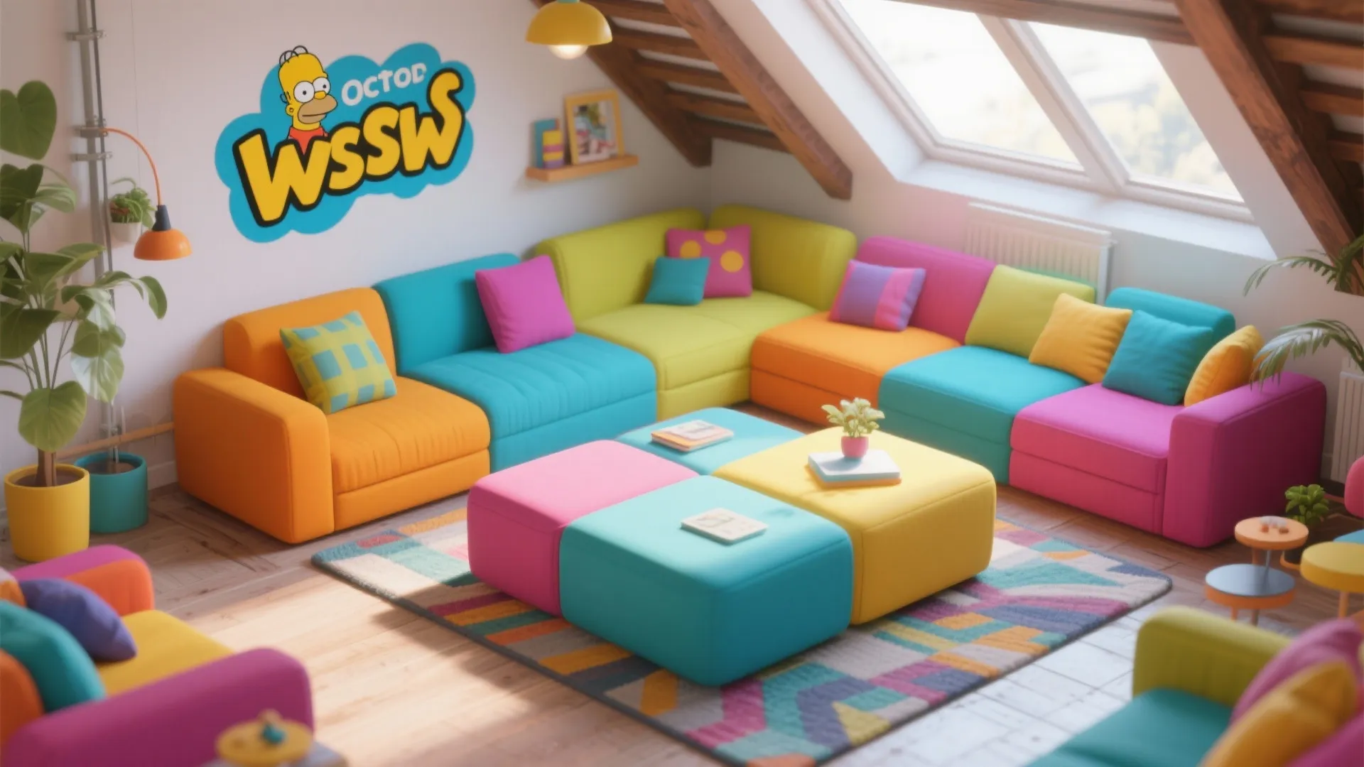 4. Modular Seating in Pop Colors