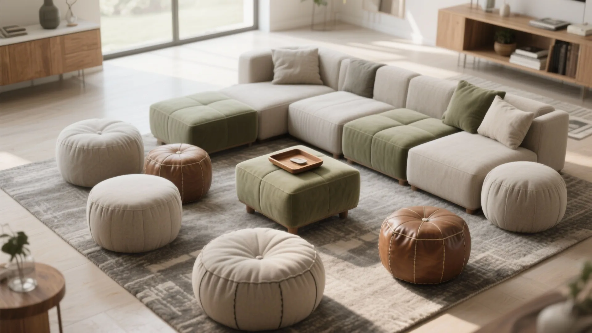 Modular Ottomans & Poufs for Flexible Layouts