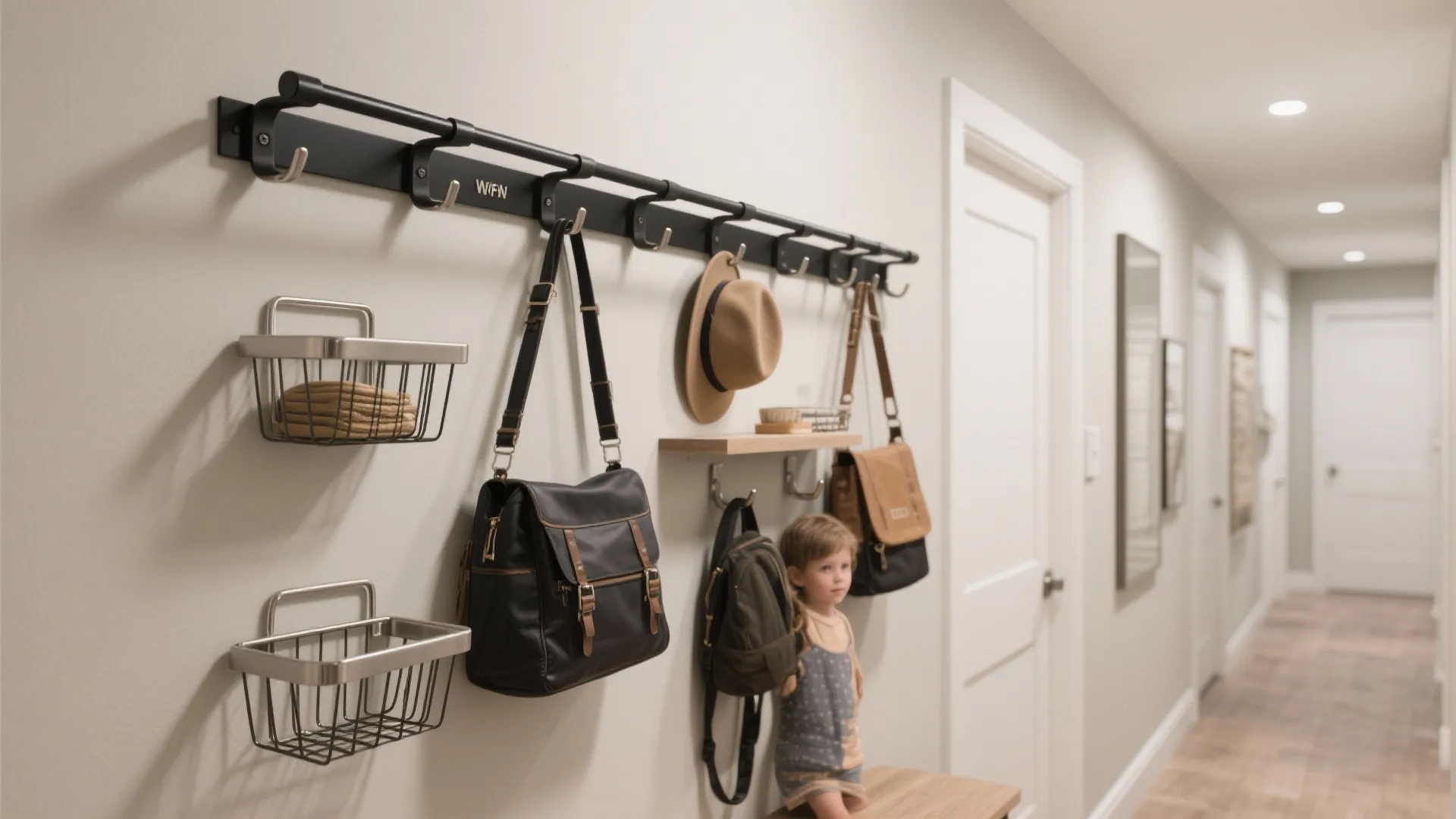 Wall-mounted rails for modular utility