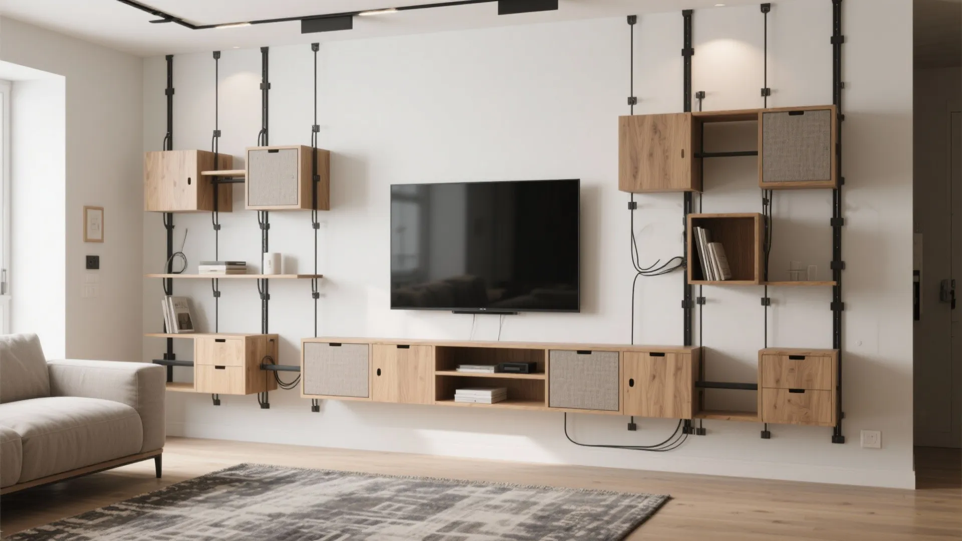 Modular, renter-friendly rail and cube systems