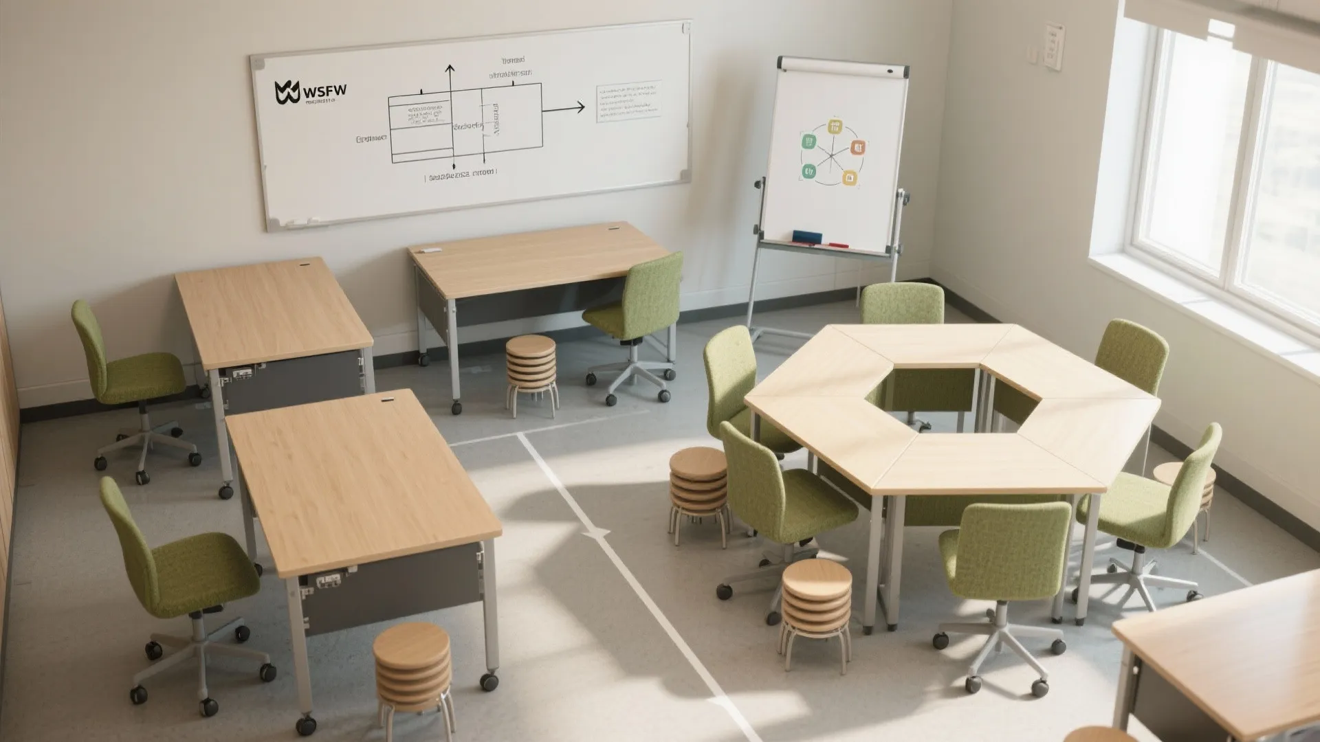 Modular furniture that flexes with group size