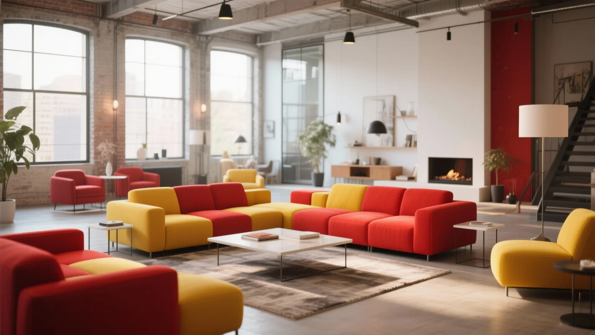 5. Modular Seating in Bold Colors