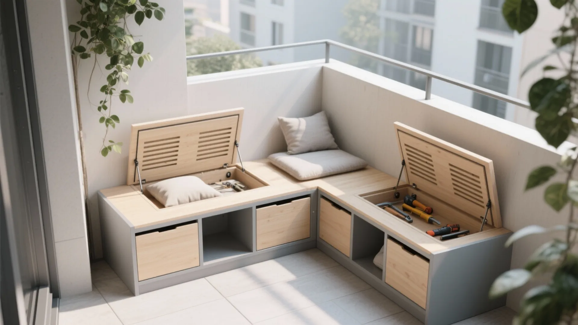 Modular Seating Blocks with Hidden Storage
