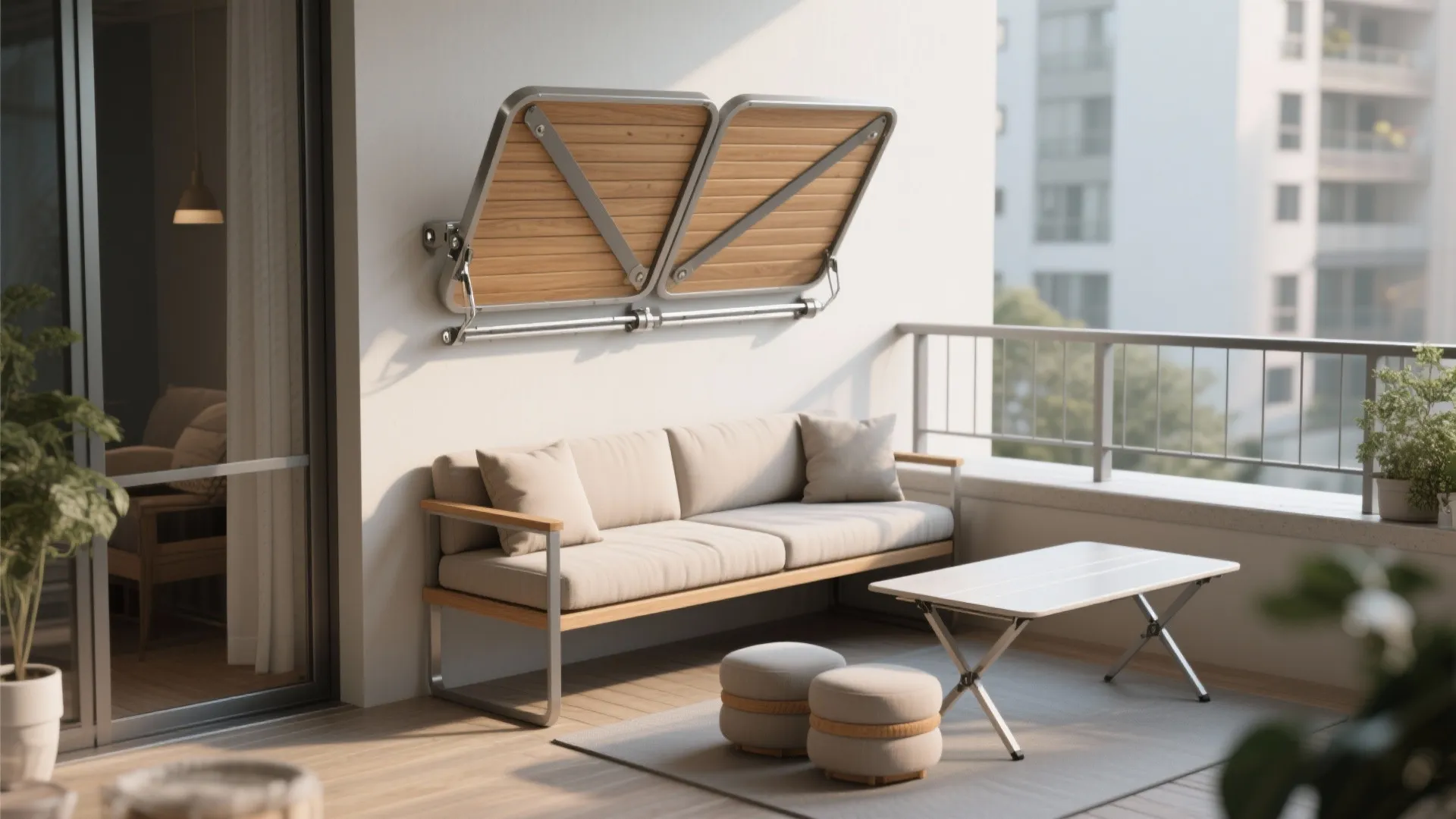 Modular seating with fold-and-slide elements