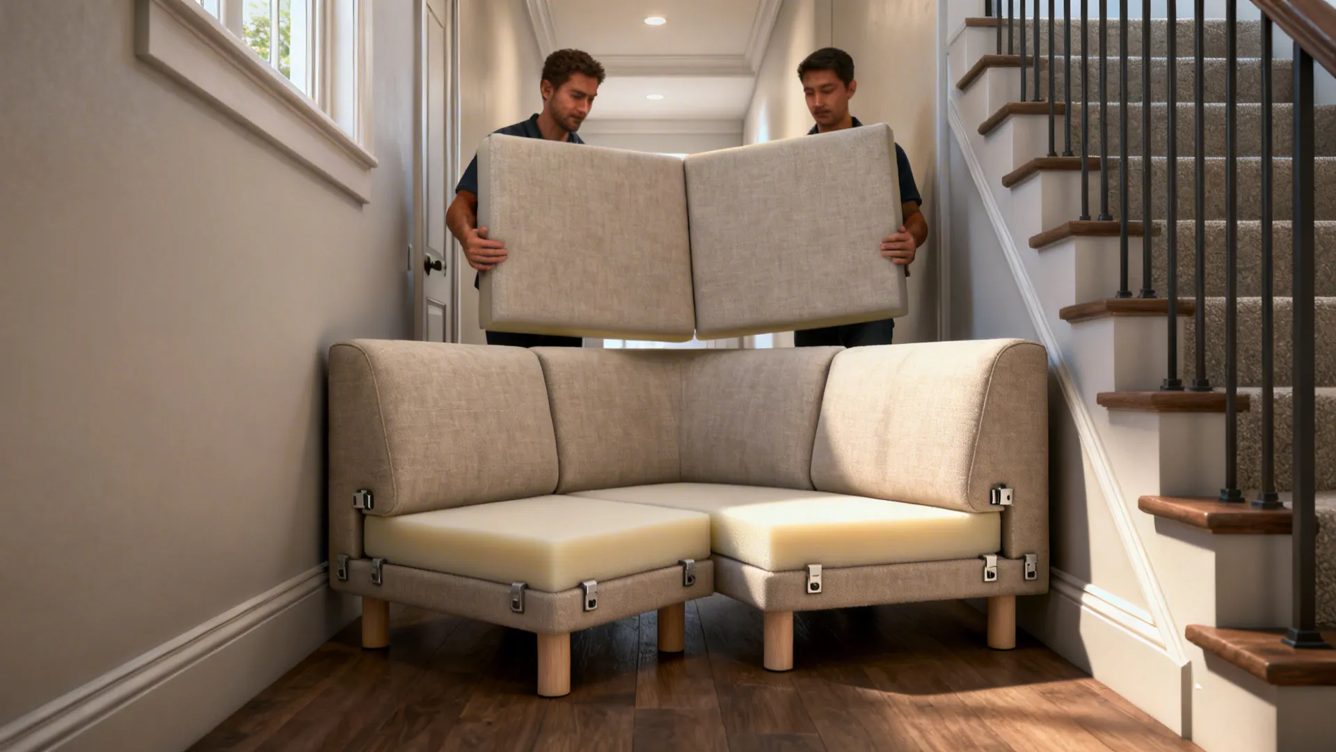 1. Choose a compact modular corner sofa