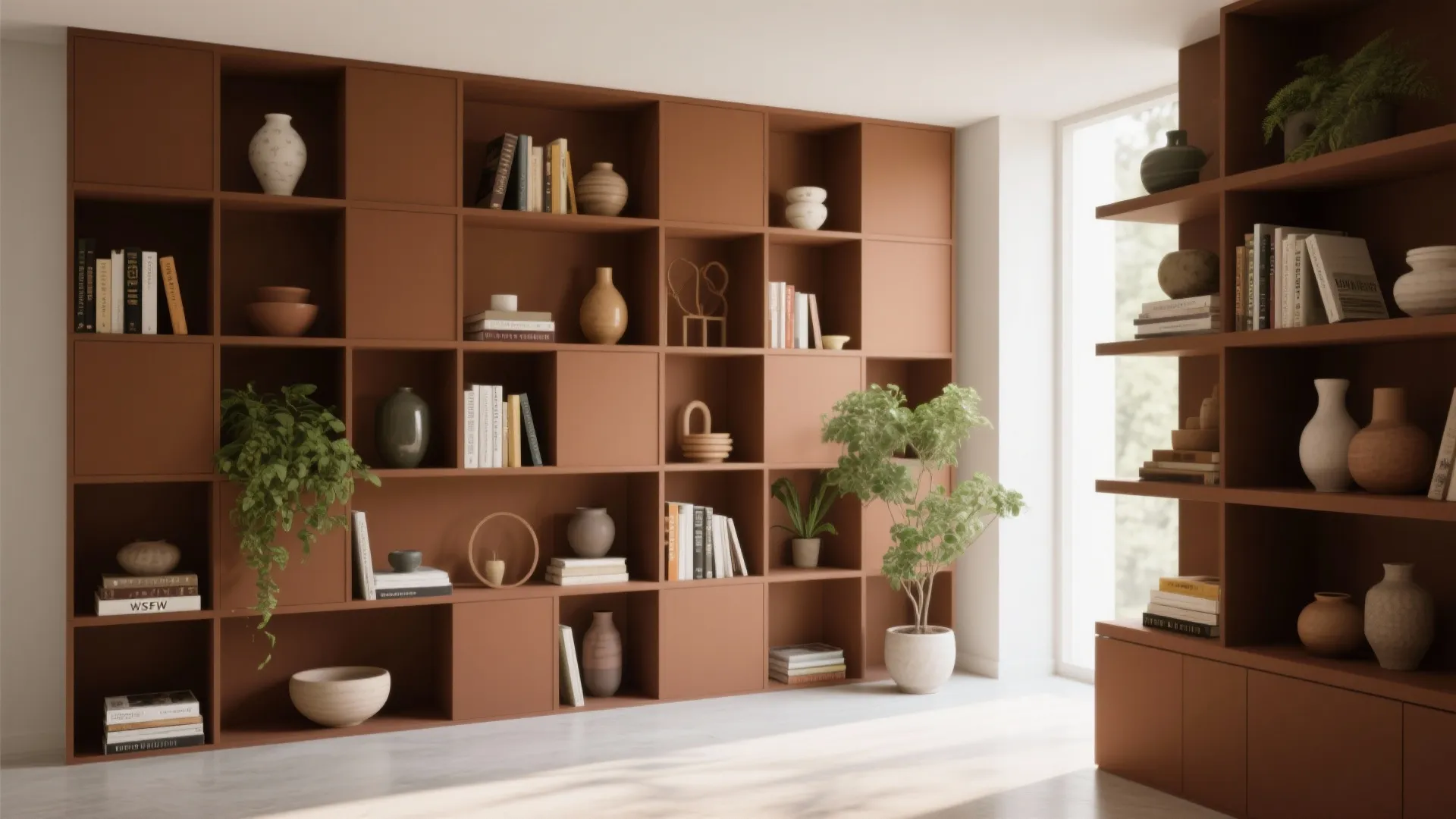 5. Modular Shelves with Brown Backing