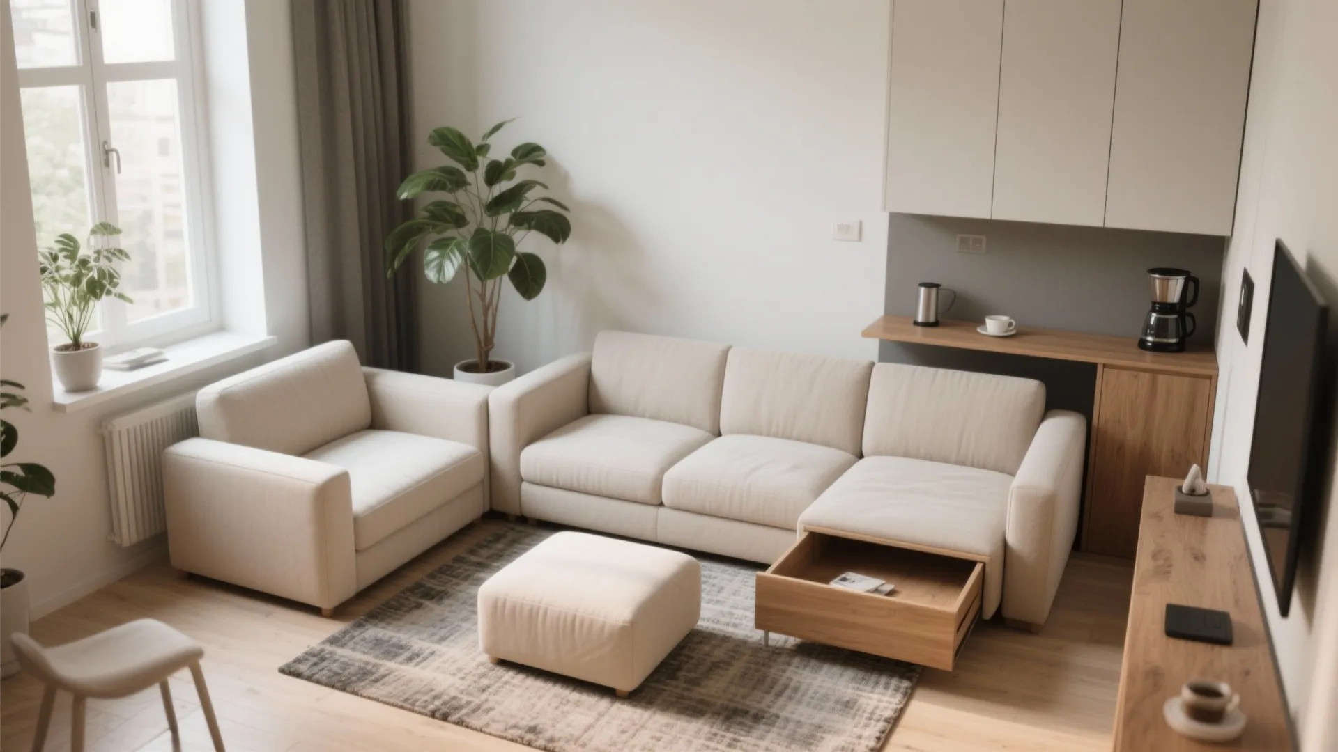 1. Scaled-Down Modular Sofas