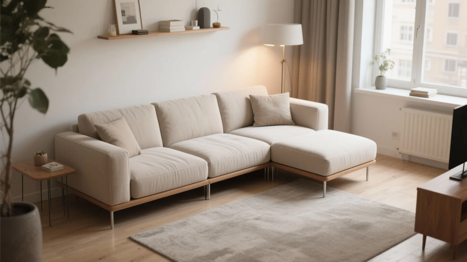 1. Slim-profile modular sofa