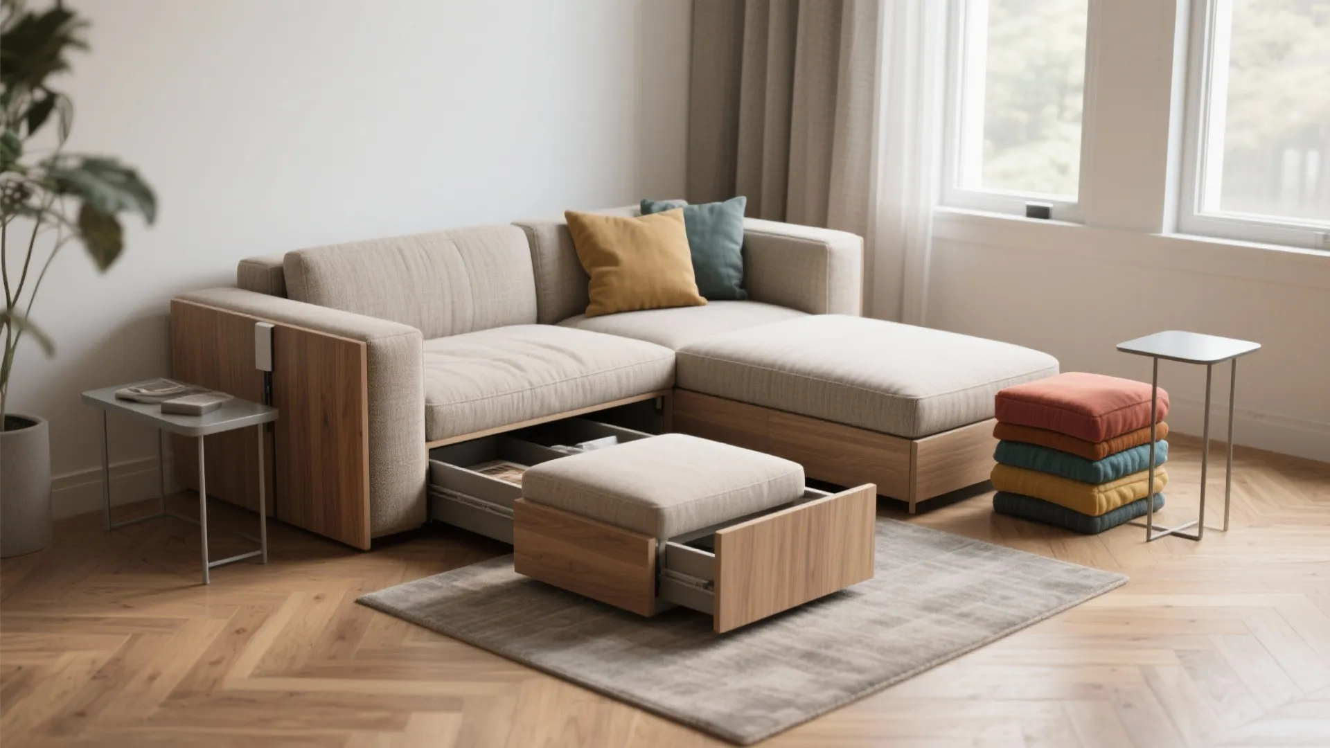 1. Modular compact sofas with storage