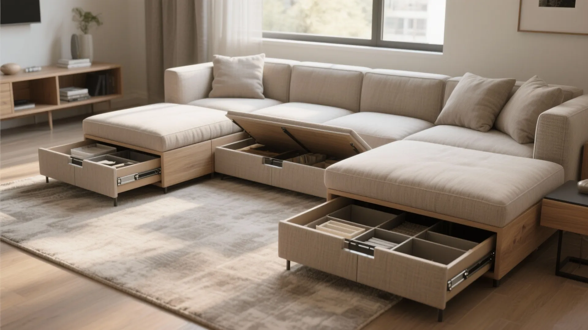 1. Modular sofas with hidden storage