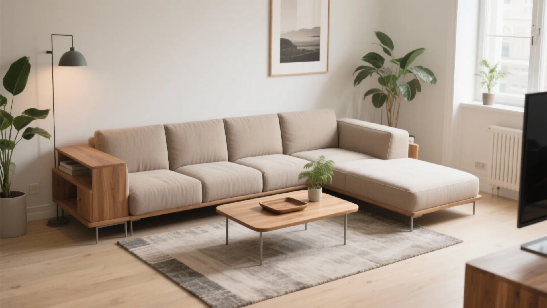 Modular sofa with a floating layout