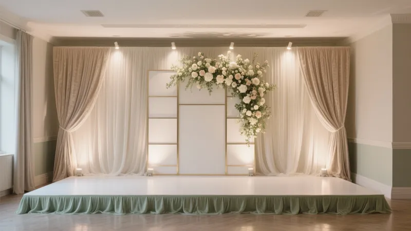 Elegant Wedding Stage Design with Floral Backdrop