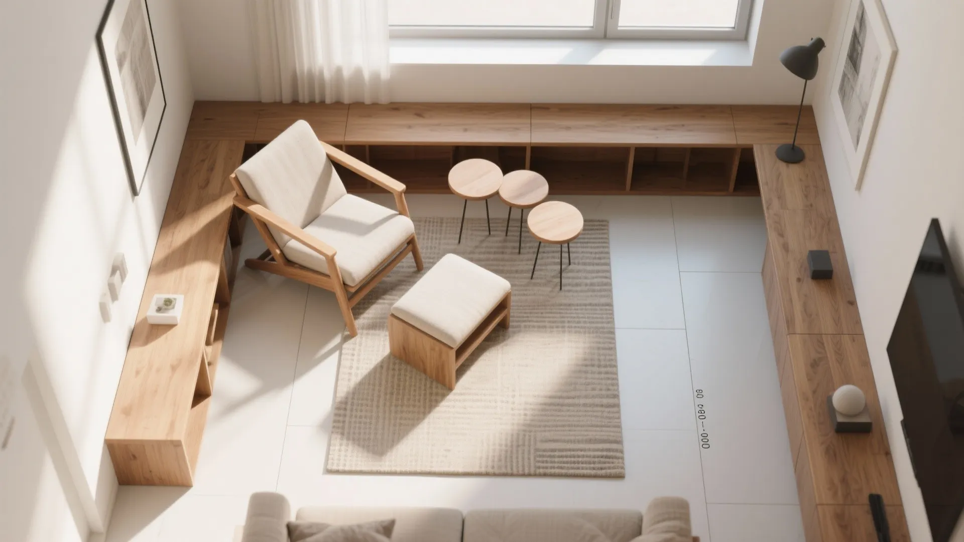 Modular wooden chairs and nesting stools