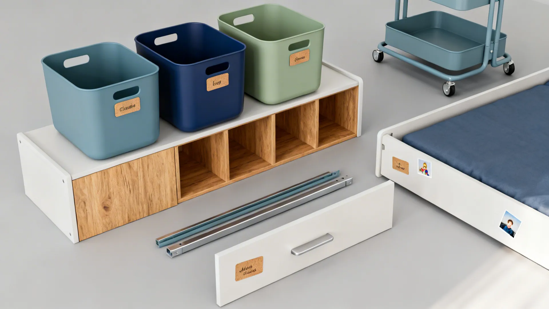 Storage That Grows: Cubbies, Carts, and Underbed Drawers