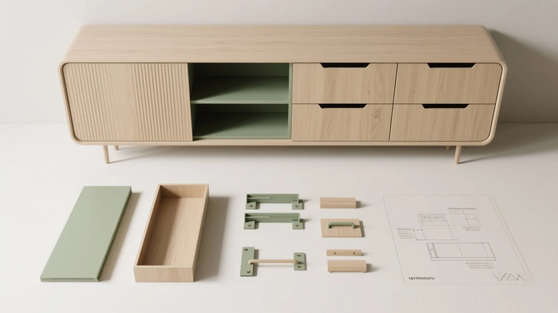 Modular slim sideboard system