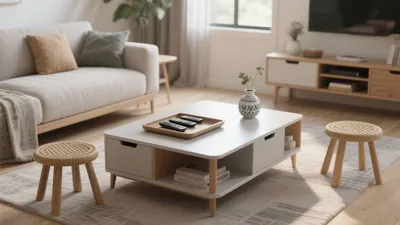 Scandinavian Living Room with Natural Materials