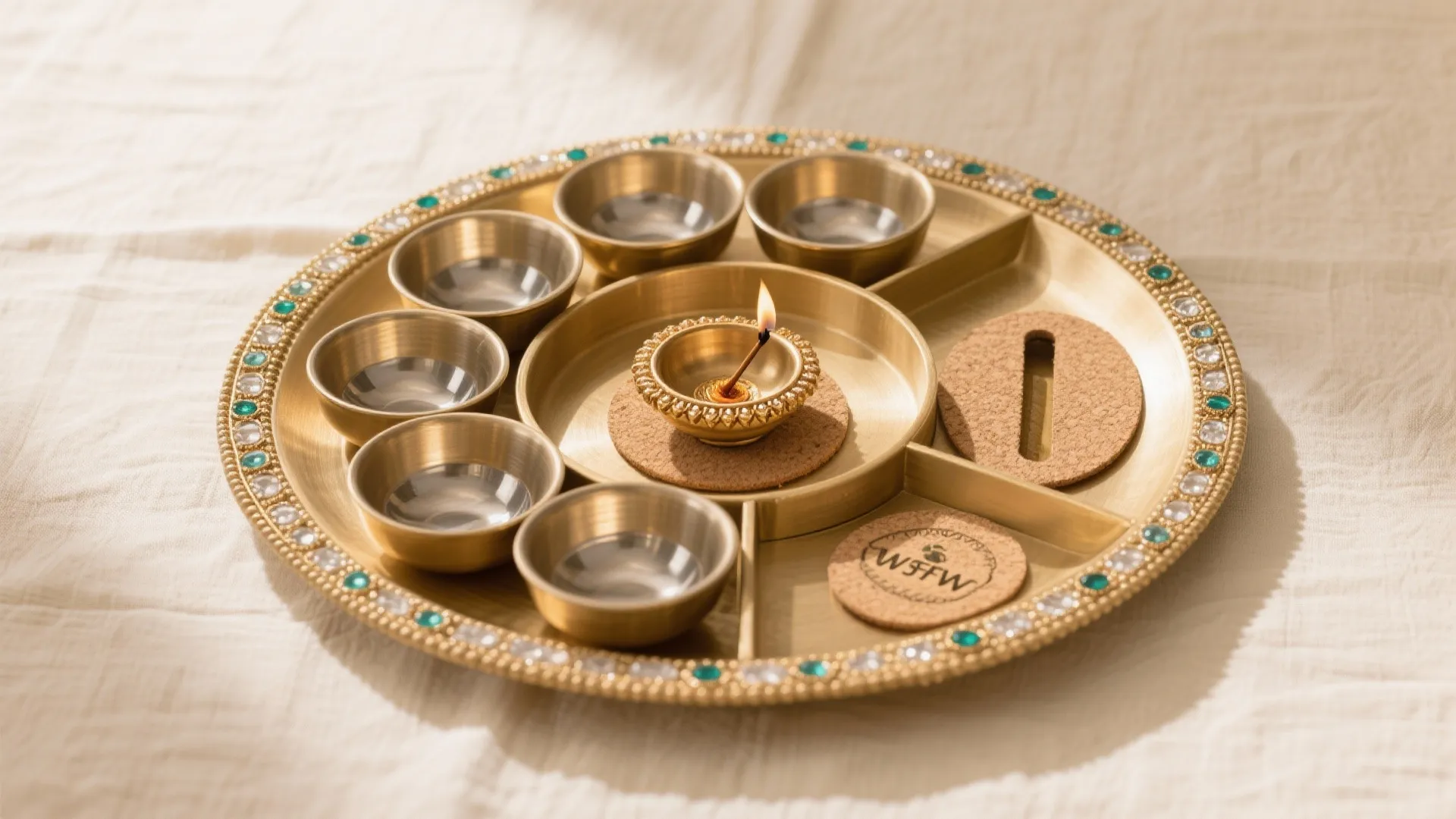 Modular Segment Thali with Kundan Accents