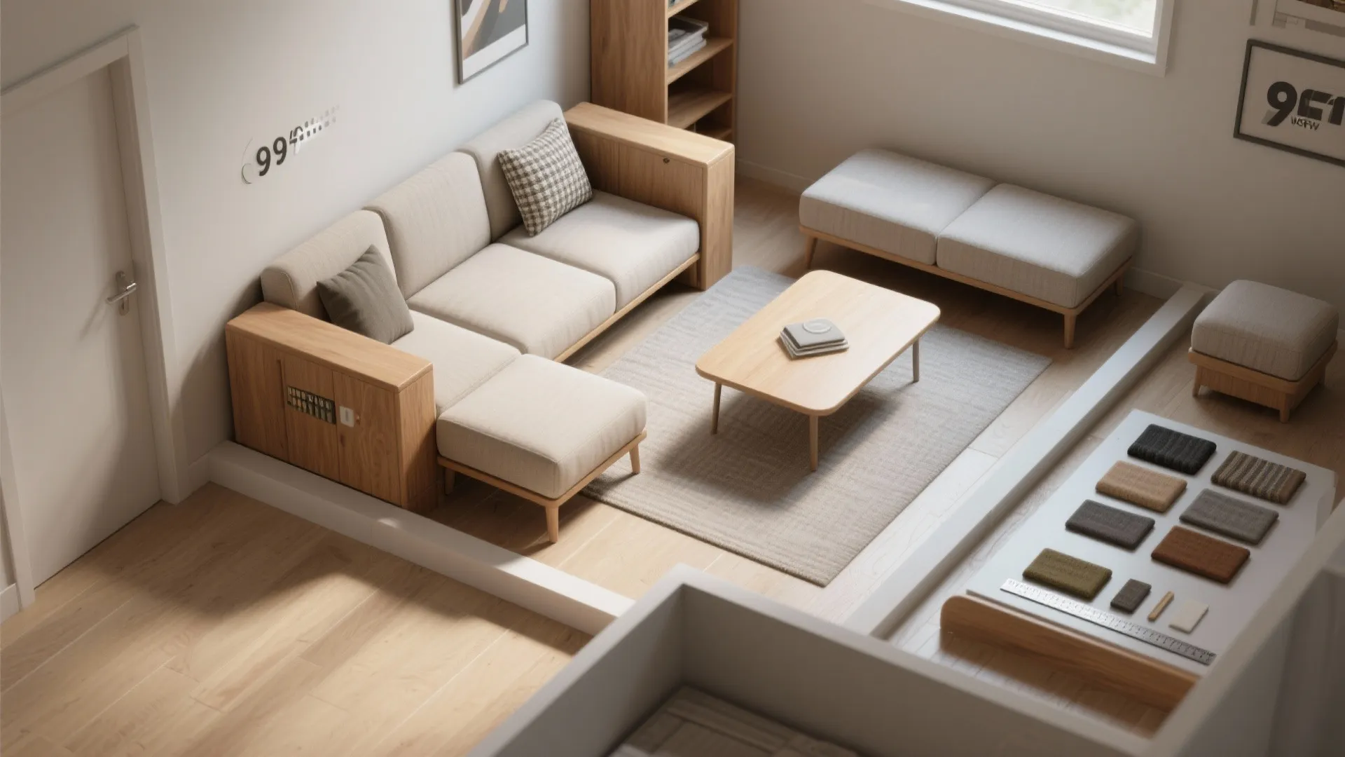 3. Modular mini-sofa with detachable ottoman