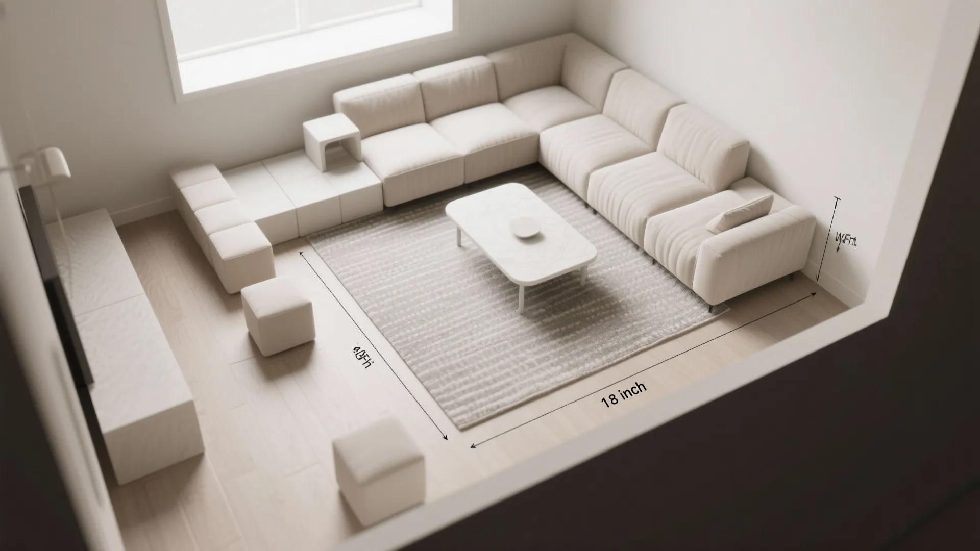 Modular sofa with a floating layout
